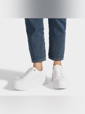 LUCKY STEP Womens Platform Fashion Sneaker Faux Leather Classic Tennis Shoe Sz 9